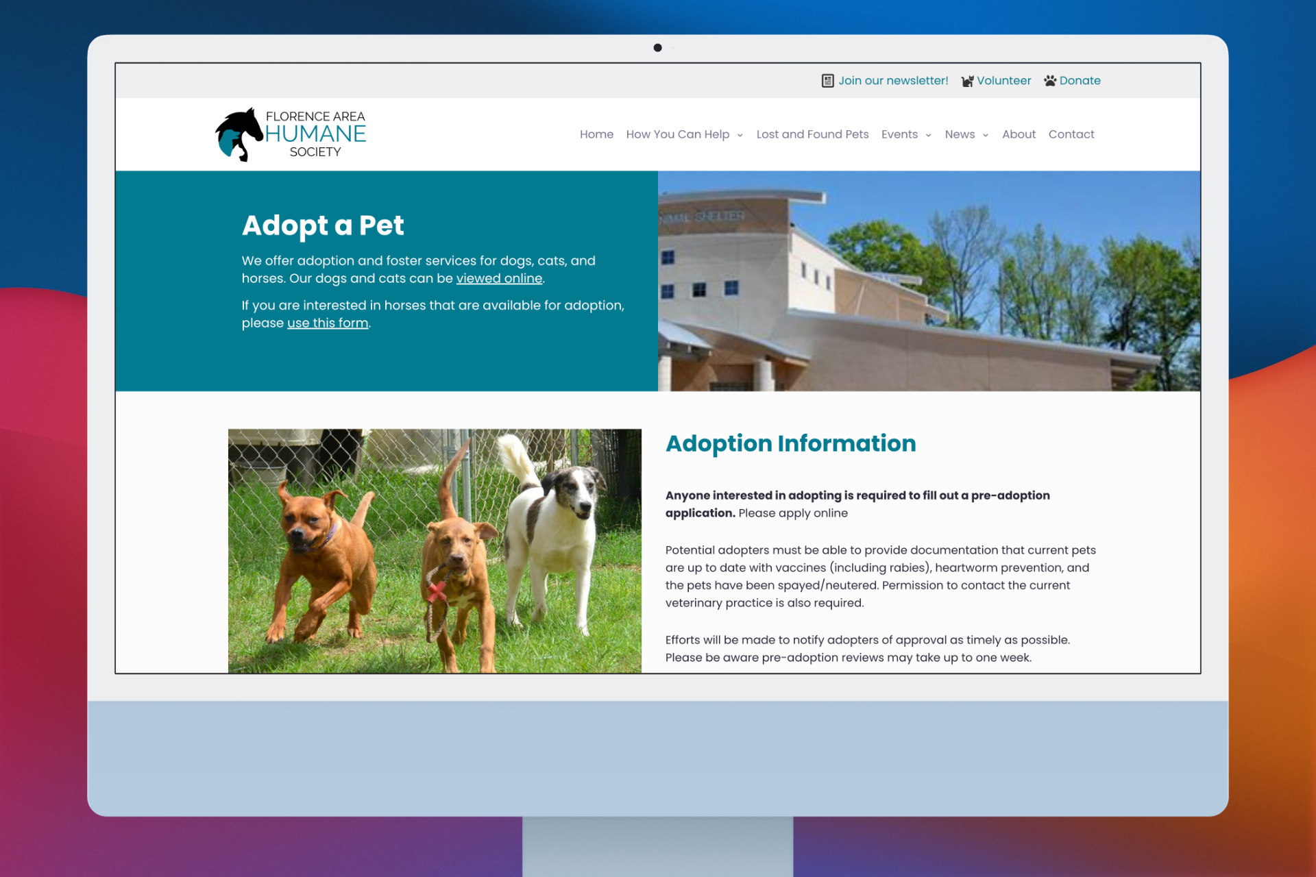 Florence Area Human Society – WordPress Website